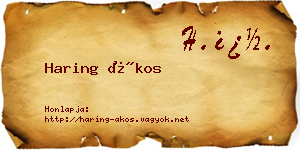 Haring Ákos névjegykártya